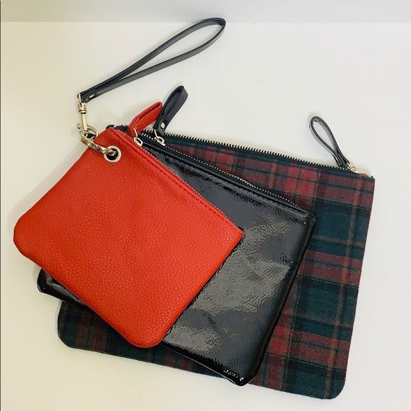 Maurices Handbags - Maurices | 3 Zipper Red Plaid Bag Wristlets Set Holiday Party Accessories Bundle